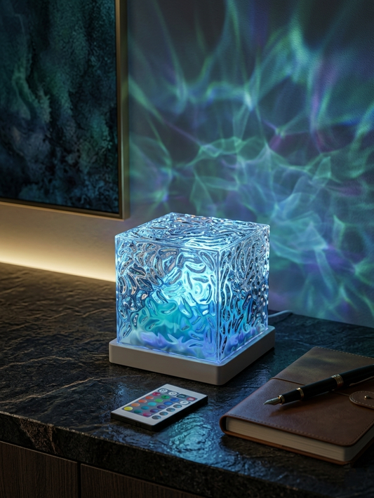 Premium Ocean Wave Crystal Projector LED Night Light - 16 RGB Colors with Remote for Room Decor & Gaming Setup