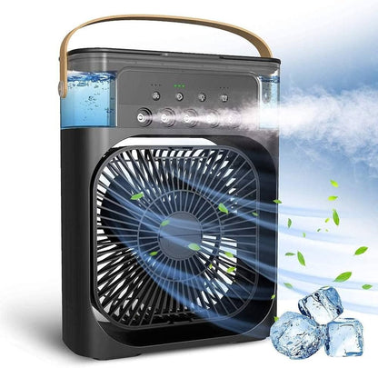 Portable Mini Air Cooler Fan with 5 Mist Spray & LED Light | Personal Desk AC Table Fan for Home Office & Kitchen
