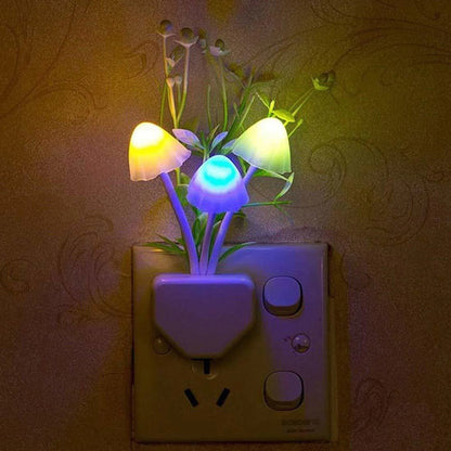 LED Mushroom Night Light with Auto Dusk to Dawn Sensor | Plug-in Color Changing Lamp for Kids Bedroom & Home | Energy Saving