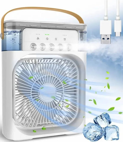 Portable Mini Air Cooler Fan with 5 Mist Spray & LED Light | Personal Desk AC Table Fan for Home Office & Kitchen